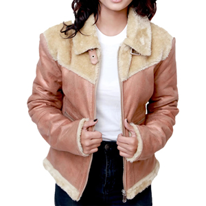 Women's Shearling Bomber Jacket Genuine <b>Leather</b> Faux <b>Fur</b> Lined Zipper Closure Winter Warm <b>Coat</b> Full Sleeve Regular Fit - Product Image 3