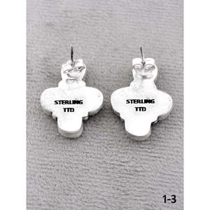 Southwest-Style White Buffalo & <b>Sterling</b> <b>Silver</b> <b>Stud</b> Earrings Bezel-Set Flower Pattern Post Earrings - Product Image 4