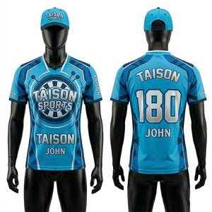Mens Professional <b>Dart</b> Jersey 190 GSM Quick Dry Polyester Fabric Blue Geometric Panels Custom Sublimation Team Shirt - Product Image 1