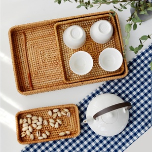 Natural Handmade Rectangular Woven Rattan Storage <b>Basket</b> <b>Tray</b> Ready to Export Serving <b>Trays</b> - Product Image 3