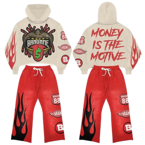 Ensemble de survêtement unisexe personnalisé pour la rue, jogging, lavage à l'acide, 3D pour Y2K, ensemble de sweat-shirt à fermeture éclair - Product Image 2