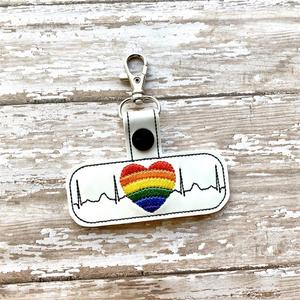 Chaveiro do batimento do coração do orgulho, Chaveiro do orgulho do arco-íris orgulho zíper puxar, Costurado arco-íris orgulho saco Tag arco-íris orgulho chaveiro - Product Image 4