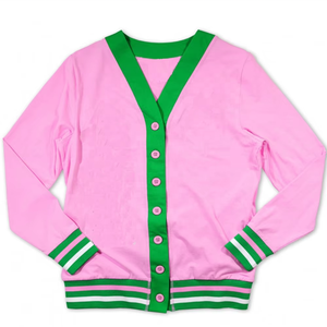 Suéter cárdigan de punto universitario de manga larga - Product Image 1