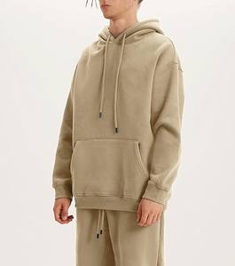 Logotipo personalizado de alta calidad 340 GSM 100% algodón de peso pesado polar invierno Casual de gran tamaño Drop Shoulder Crop Boxy sudaderas con capucha para hombre - Product Image 5