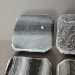 Juego de posavasos de mármol blanco de lujo, almohadillas de piedra hechas a mano para decoración de mesa de cocina, venta al por mayor personalizada - Product Image 4
