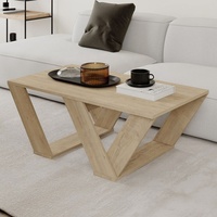 Table basse minimaliste en bois avec finition marbre, style nordique moderne, table centrale contemporaine pour salon