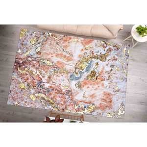 Alfombra de Mármol Dorado: Tonos Suaves, Decoración Brillante para el Hogar, Apta para Mascotas, con Pelo Suave - Product Image 1