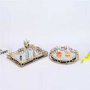 Bandeja de servicio de metal y espejo de excelente calidad, nuevo diseño, calidad perfecta, regalos de inauguración de la casa, diseño lujoso - Product Image 2