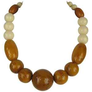 Plusieurs perles en bois de forme ronde collier en bois épais de mode collier en bois - Product Image 4