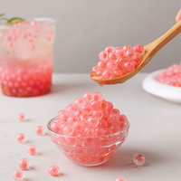 Perles éclatantes de boba instantanées saveur châtaigne d'eau rose, ingrédients populaires pour desserts au bubble tea, garniture sucrée et juteuse pour boissons