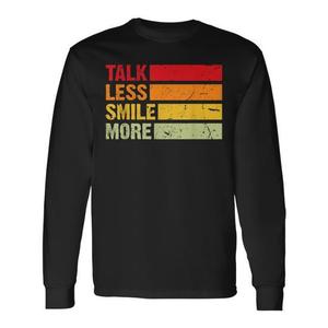 เสื้อยืดแขนยาว Retro Talk Less Smile More คอกลม ยูนิเซ็กส์ สำหรับผู้ใหญ่ เสื้อโปรโมชั่น - Product Image 1