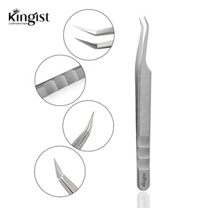 แหนบต่อขนตาแบบสแตนเลสสีเงินอุปกรณ์แต่งหน้า - Product Image 4