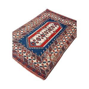 Tapis rectangulaire géométrique et abstrait 3D Kiaan Blue de grande surface, en laine nouée à la main, pour salon, modèle Pae-5241 - Product Image 2