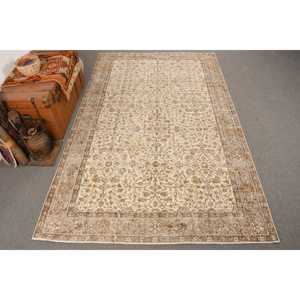 พรมวินเทจขนาด 0.5x9.1 ฟุต, พรมวิ่งสไตล์ตุรกี, พรมขนสัตว์ลายสัตว์สีเบจน้ำตาล - Product Image 1