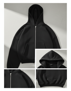 Bulk Plain Zip Up Hoodies - Export Quality <b>Black</b> Cotton Blend <b>Sweatshirts</b> for Customization & Retail - Product Image 4