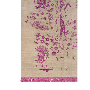 Alfombras de Lana y Seda Anudadas a Mano del Lejano Oriente, Diseño de Medallón Rosa y Morado para Uso Doméstico-SKRT-817 - Product Image 4