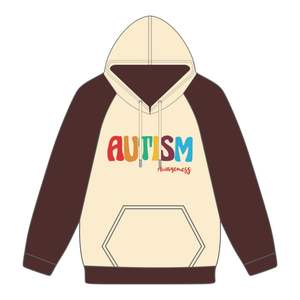 Concienciación sobre el autismo Chenille bordado Neutral mangas raglán pulóver Sudadera con capucha Unisex algodón polar sudadera autismo diseño - Product Image 2