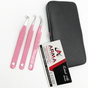 Pince à épiler d'extension de cils en acier inoxydable à revêtement rose de haute qualité conception personnalisée forte adhérence durable cils à pointe pointue - Product Image 4