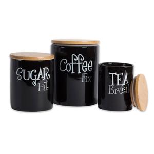 Boîte en métal noir avec couvercle en bois Ensemble de trois récipients faits à la main de haute qualité Couleur personnalisée Vente en gros Nouvelle boîte en métal - Product Image 1