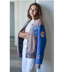 เสื้อแจ็กเก็ตเบสบอลสไตล์สตรีทแวร์ผ้าฟลีซปักลายผ้าเจอร์ซี่ถักแบบลำลอง - Product Image 2