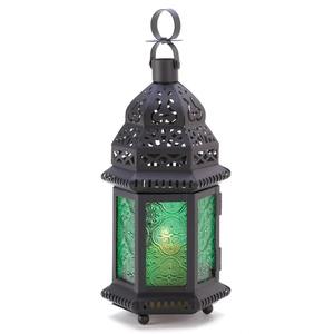 Elegante Farol Decorativo de Metal Negro con Vidrio Verde, Perfecto para Decoración Festiva del Hogar y Eventos, Venta al por Mayor desde India - Product Image 1