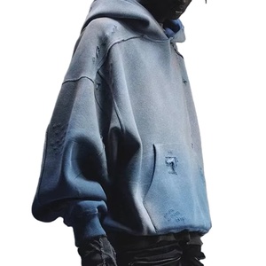 Jersey de manga larga de gran tamaño personalizado de alta calidad, Sudadera con capucha con lavado ácido para hombre, sudaderas con capucha personalizadas desgastadas Vintage negras lavadas - Product Image 2