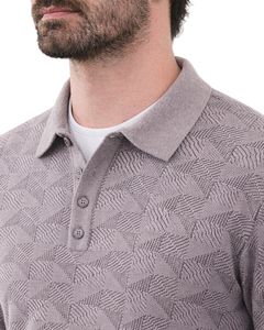 Suéter Polo de Punto Texturizado Personalizado para Hombre, Manga Larga, Cuello con Botones, Informal, para Invierno, Color Gris Malva, para Suministro al por Mayor - Product Image 4