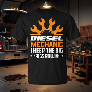 T-Shirt da Meccanico Diesel a Maniche Corte, Girocollo Unisex, Maglietta da Lavoro per Attività Promozionali, Stampa Serigrafica - Product Image 3