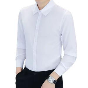 เสื้อเชิ้ตผู้ชายสไตล์ซาฟารีลำลองสำหรับฤดูใบไม้ร่วง ลายสก็อต ระบายอากาศได้ดี ผ้าโพลีเอสเตอร์ผสมคอตตอนป๊อปลิน แขนยาว ปกคอพับได้ ไม่ยับง่าย - Product Image 1