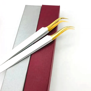 แหนบปลายแหลมสีทองสำหรับมืออาชีพ ขายส่ง สแตนเลส รับผลิตแบรนด์ส่วนตัว (OEM) พร้อมโลโก้และกล่องแบบกำหนดเอง สำหรับต่อขนตาแบบวอลุ่ม - Product Image 5