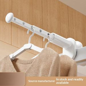 Travel White Extendable <b>Wall</b> <b>Mounted</b> <b>Clothes</b> <b>Rail</b> Foldable Clothesline Holder Plastic Garment Rack for Balcony Laundry - Product Image 4