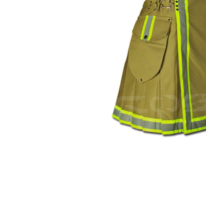 Kilt utilitaire jaune haute visibilité pour hommes avec poches de travail de sécurité réfléchissantes Kilts de cargaison haute visibilité OEM personnalisés disponibles - Product Image 4