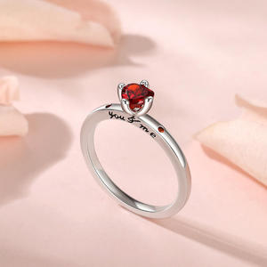 Jeulia You & Me Heart Engagement <b>Ring</b> in Sterling <b>Silver</b> with Ruby - Product Image 5