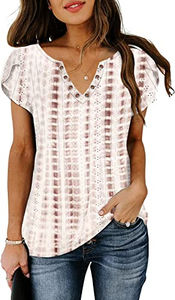 Camiseta de Manga Corta con Cuello en V para Mujer, Camiseta con Estampado Personalizado, Camisetas de Algodón Lisas para Mujer, Secado Rápido y Transpirable - Product Image 2