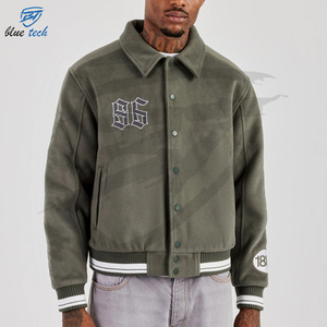 High Quality Custom Printed Embroidery Logo Varsity <b>Jacket</b> Canvas Stand Cow Skin Streetwear Winter Fashion Wholesale OEM Service - Product Image 1