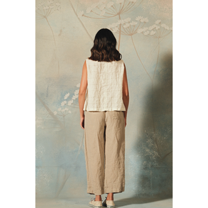 Pantalones de Lino de Pierna Ancha para Mujer BALA, Estilo Cargo Casual con Cintura Elástica, Transpirables y con Técnica de Arrugado, Color Piedra - Product Image 2