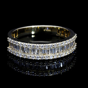 แหวนทอง 14K ประดับเพชร CVD แบบปลูกในห้องปฏิบัติการ ทรงบาแกตต์และทรงกลม ชุบโรเดียม น้ำหนัก 2.8 กรัม สำหรับผู้หญิง ได้รับการรับรองจาก IGI - Product Image 3