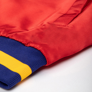 Wholesale Custom Unisex Winter Varsity Baseball <b>Jacket</b> Zipper Front Casual Satin Embroidery Comfortable Regular Length - Product Image 3