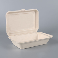 Boîte d'emballage rectangulaire écologique pour fast-food en bagasse