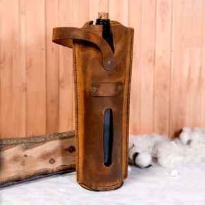 Bolsa de vino de Cuero 100% Diseño duradero y único original hecho a mano 2017 - Product Image 2