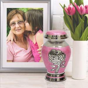 Urne de crémation rose rose Urne souvenir pour cendres humaines Urne rose artisanale pour cendres avec boîte et sacs de qualité supérieure - Product Image 2