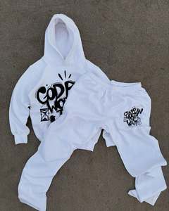 Custom <b>Men's</b> Eco-Friendly Streetwear Hoodie & Set-100% Cotton Fit Tracksuit with Acid Wash & Puff Printed Logo - Product Image 1
