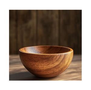 Juego de cuencos de madera maciza con patrones de grano sutiles, perfectos para ensaladas de frutas, aperitivos, que enriquecen el ambiente del comedor diario. - Product Image 2
