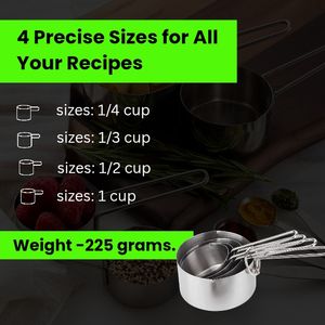 Cuillère à mesurer Portable pour la maison cuisine lave-vaisselle 4 pièces en acier inoxydable tasses à mesurer ensemble pour la cuisson des sels sucre - Product Image 4