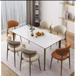Sillas de comedor de cuero para exteriores nórdicas, diseño europeo de lujo moderno, hogar, apartamento, Hotel, sala de estar, muebles de restaurante de acero - Product Image 1