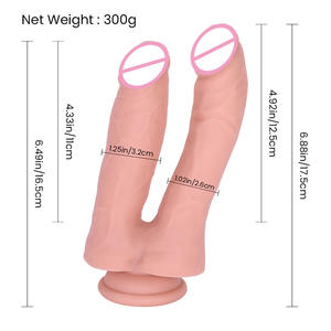 Silicona grande y enorme pene estimulación Anal Vaginal mujeres lesbianas juguetes sexuales consolador de <span class=keywords><strong>doble</strong></span> penetración con ventosa - Product Image 3