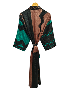 ชุดกิโมโนผ้าส่าหรีน้ำหนักเบาหลากสีสำหรับผู้หญิงชุดคลุมผ้าไหมส่าหรีสำหรับฤดูร้อน - Product Image 3