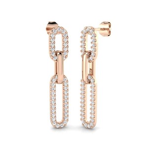 Boucles d'oreilles en forme de trombone, taille ronde, 0,80 ct, cultivées en laboratoire, en platine, cadeau d'anniversaire de mariage - Product Image 3