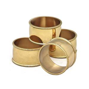 Anneau de serviette rond en laiton créatif simple fini or pour la maison et la décoration de table de dîner de mariage porte-serviettes - Product Image 3