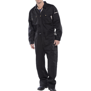 Combinaisons personnalisées en sergé de polyester 100% fabriquées par l'usine Combinaisons OEM Combinaison de sécurité une pièce Uniforme de travail pour hommes - Product Image 4